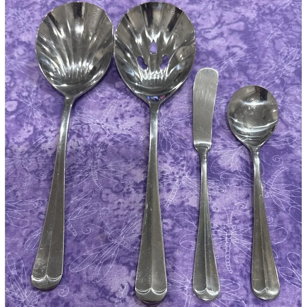 Towle Supreme Stockbridge Hostess Serving Spoon Sugar Stainless Korea Set‎ Of 4